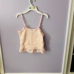 Aqua NWT Girls Size Large Adjustable Pink Eyelet Lace Trim Cami Tank Top